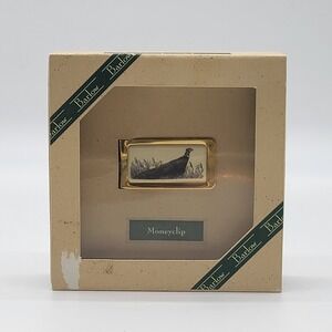 Vintage Barlow Gold Tone Etched Pheasant Money Clip Hunting